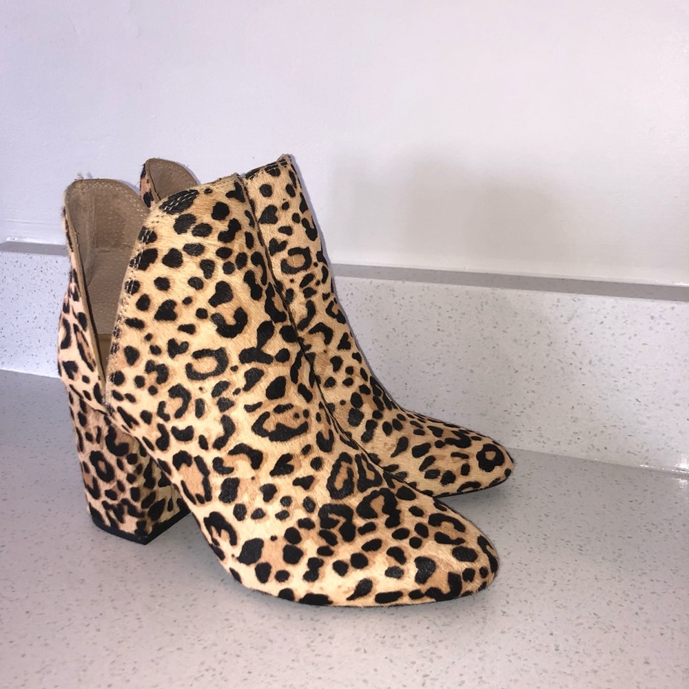 Steve Madden Genuine Calf Hair Cheetah Print High Heeled Booties